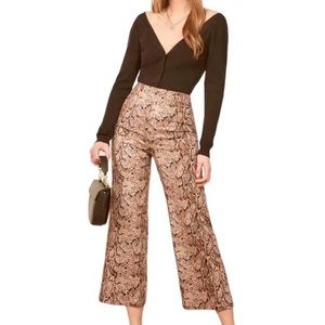 Reformation Harlen cropped stretch snake print pants
